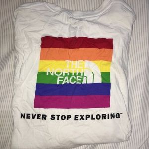 The North Face rainbow graphic long sleeve tee
